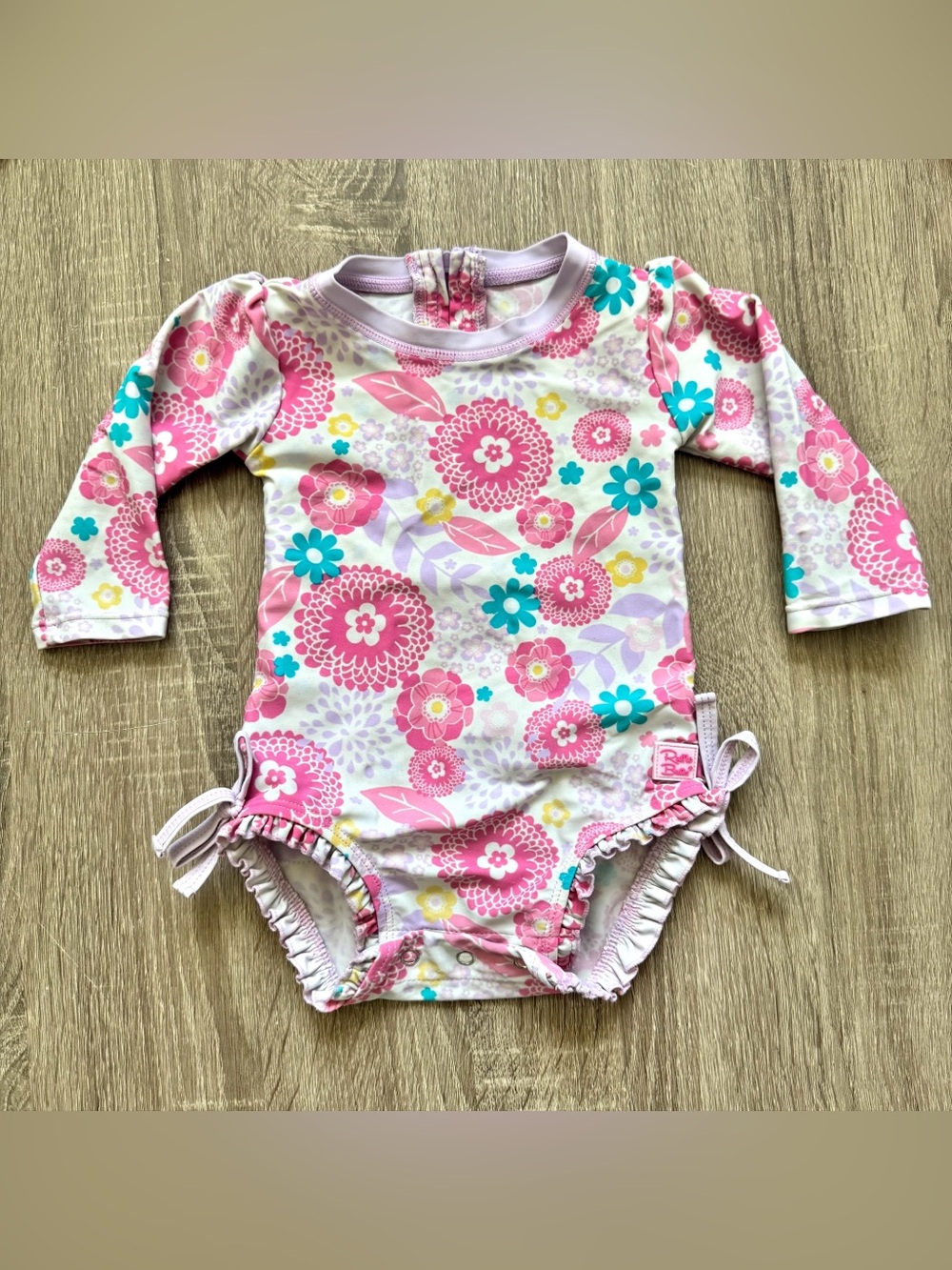 Rufflebutts Swimsuit Baby Girl 6-12 Mo Pink Floral Swimwear